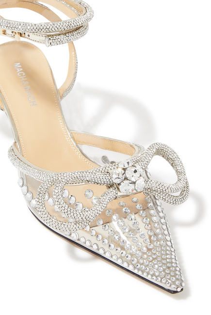 Double-Bow 65 Crystal Embellished PVC Pumps